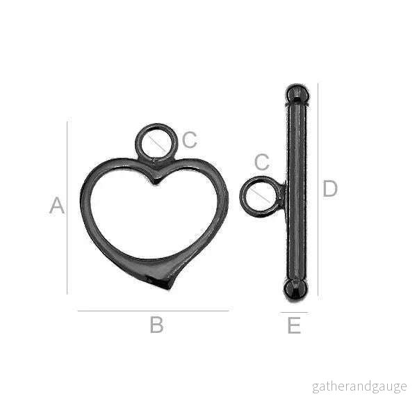 Togglelås i 925 Silver med Svart Rhodium – 18mm 1 set Togglelås i 925 Silver med Svart Rhodium – 18mm 1 set