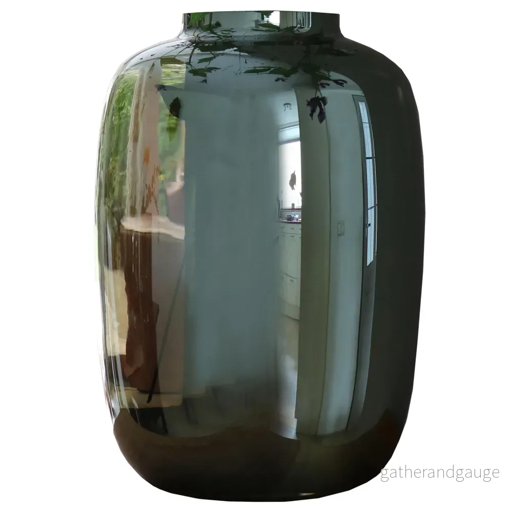 Grå glasvas – h35cm, Ø25cm