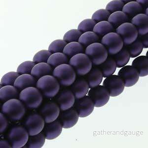 Tjeckiska Vaxade Glaspärlor - Purple Matt 8mm, 1 sträng