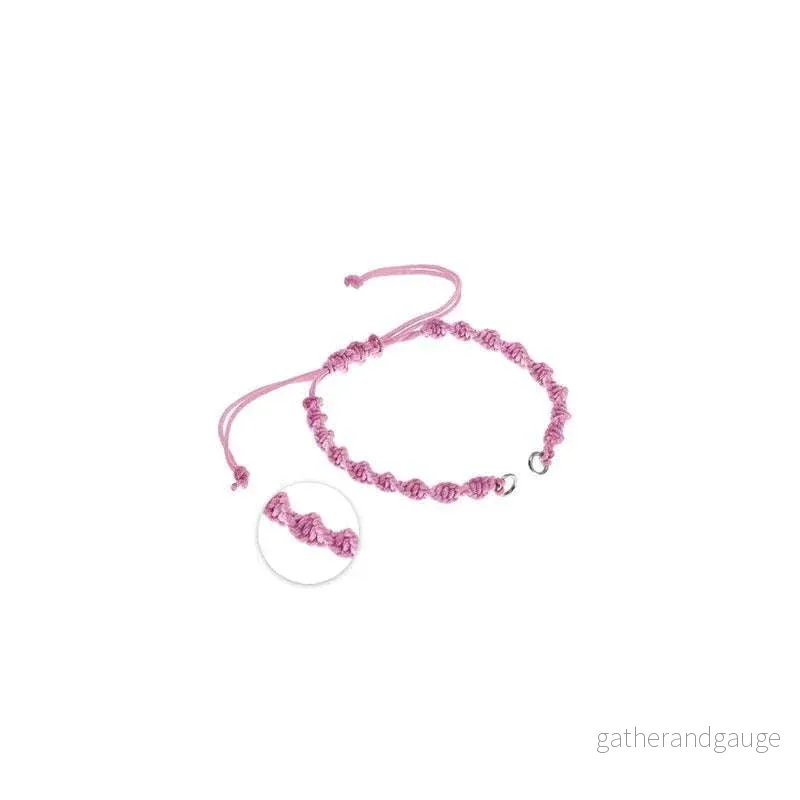 Makramé armband - Rosa skruvad med silverringar 1 styck