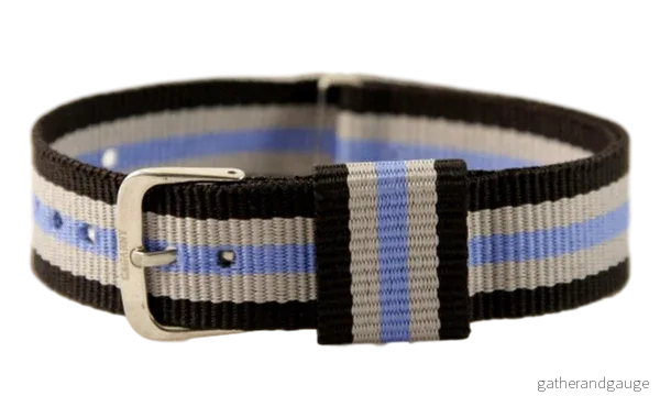 NATO-armband 20 mm svart/grå/blå - Bild 2
