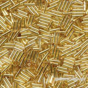 Miyuki Bugle Beads - Silver Lined Gold 6 mm, 10 gram