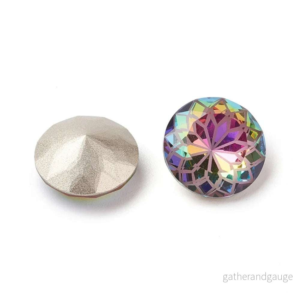 Kinesisk strass - Rund med blomma Volcano 14mm 1 styck