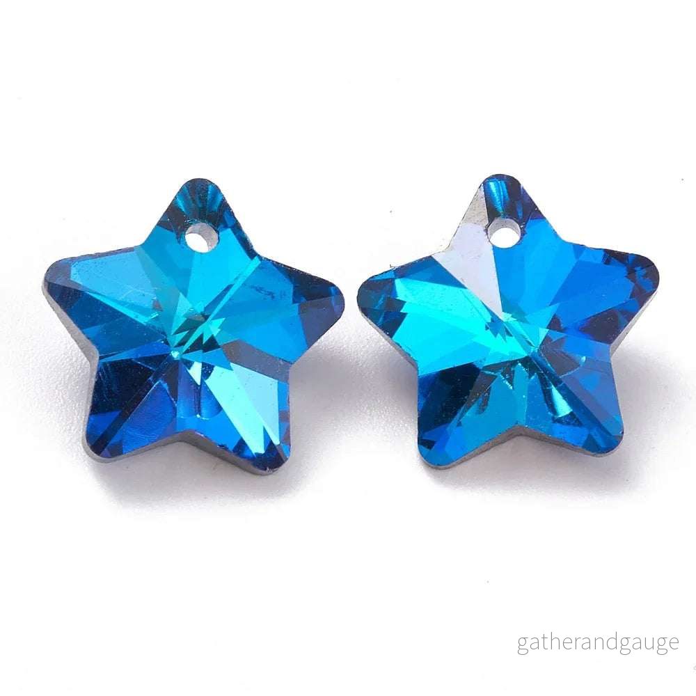 Facetterade glaspärlor - Stjärna Dodger blue 13mm 1 styck - Bild 3
