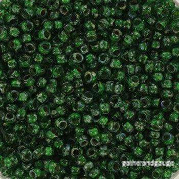 Miyuki Seed Beads - Transparent Picasso Green 11/0, 10 gram
