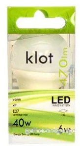 Klotlampa LED 6W =40w E27 470 lumen