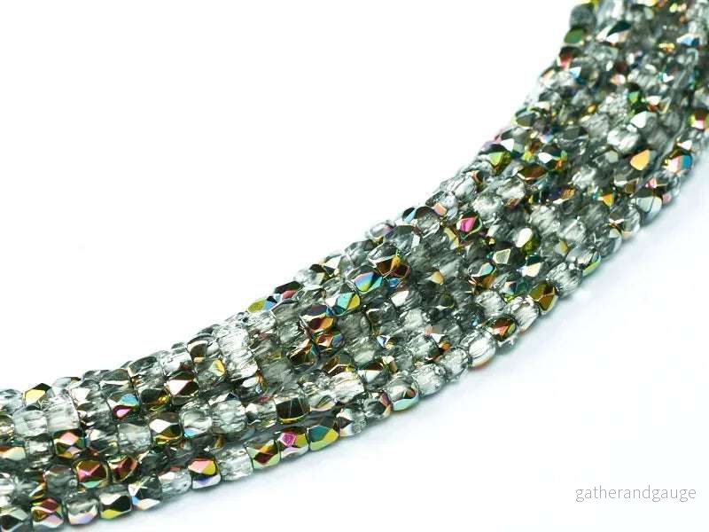 Tjeckiska Firepolish - Crystal Vitrail 2mm, 1 sträng