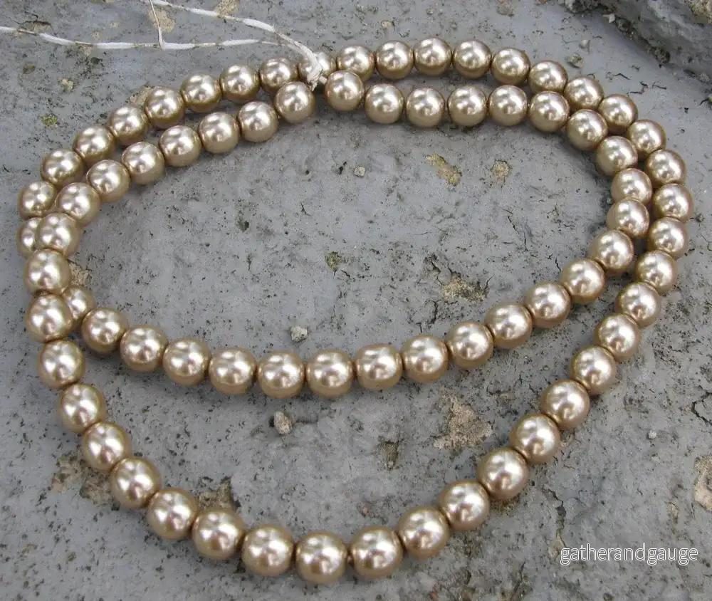 Tjeckiska vaxade glaspärlor - Cocoa 8mm, 1 sträng