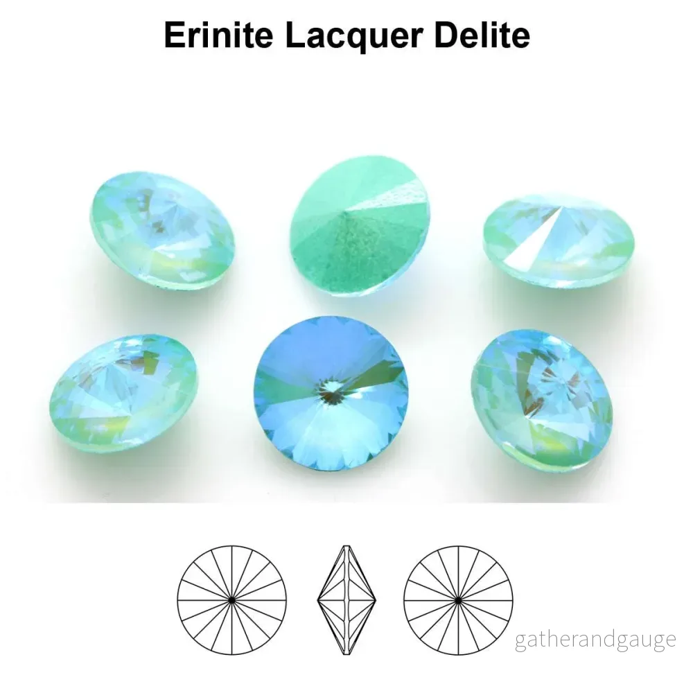Aurea Crystals A1122 Rivoli – Erinite Lacquer DeLite 12 mm, 1 styck Aurea Crystals A1122 Rivoli – Erinite Lacquer DeLite 12 mm, 1 styck