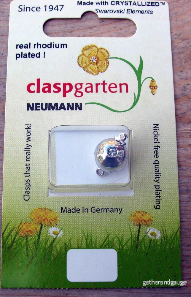 Claspgarten instickslås - Rund med strassten, silverfärgad 11mm 1 styck - Bild 2