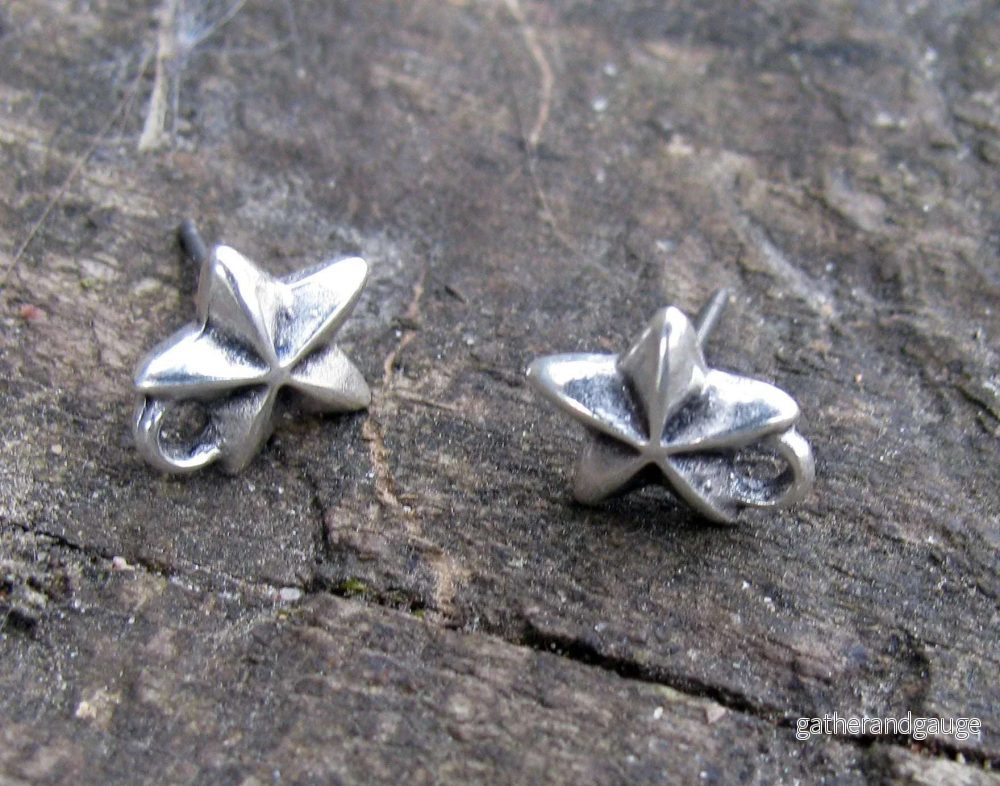 Örstickare Silverfärgad - Stjärna med Ögla, 9mm, 2-pack
