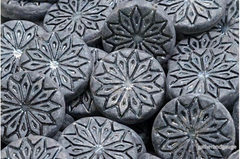 Origami Flower Bead - Matt Jet Hematit 18mm, 6-pack