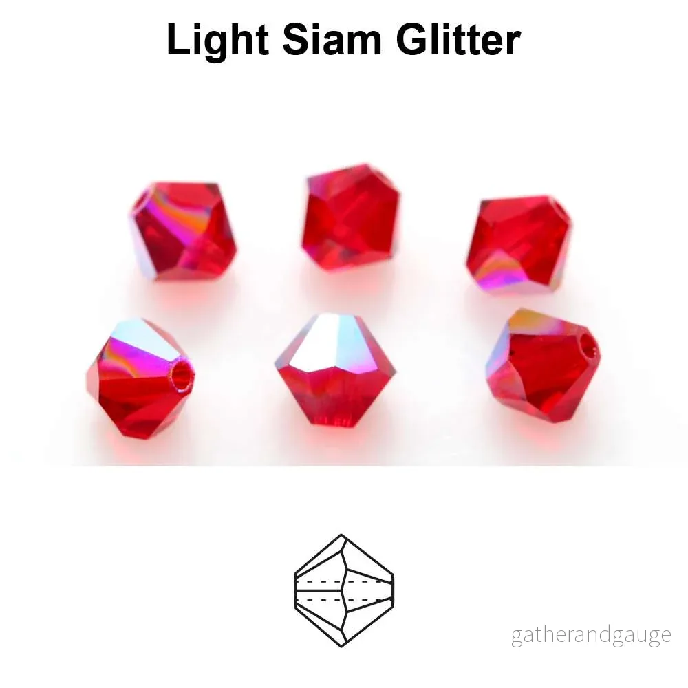 Tjeckiska MC Bicone – Light Siam Glitter 3 mm 40-pack