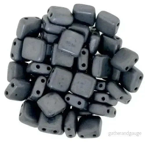 CzechMates Tile Beads – Matte Hematie, 25-pack