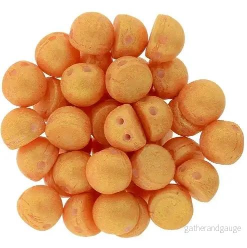 CzechMates Cabochon - Pacifica Tangerine 7mm 2-håls, 10-pack