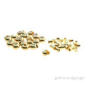 Basic Elements - Crimp Tube and Crimp Cover 3mm, Gold Plated, 48-Pack - Bild 3