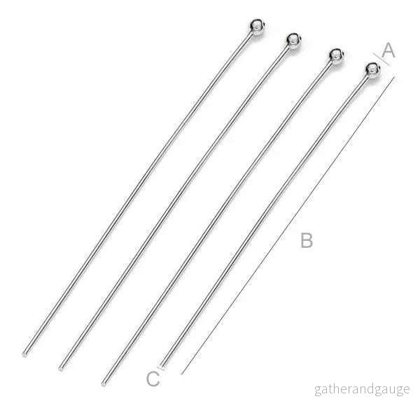 925 Silver och 18K Rose Gold – Hattpinnar med kula 35×0,5mm 5-pack