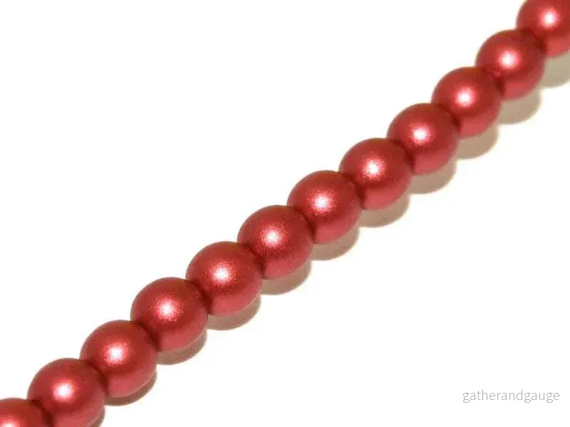 Tjeckiska Druk (Runda) - Metallic Red 3mm, 1 sträng
