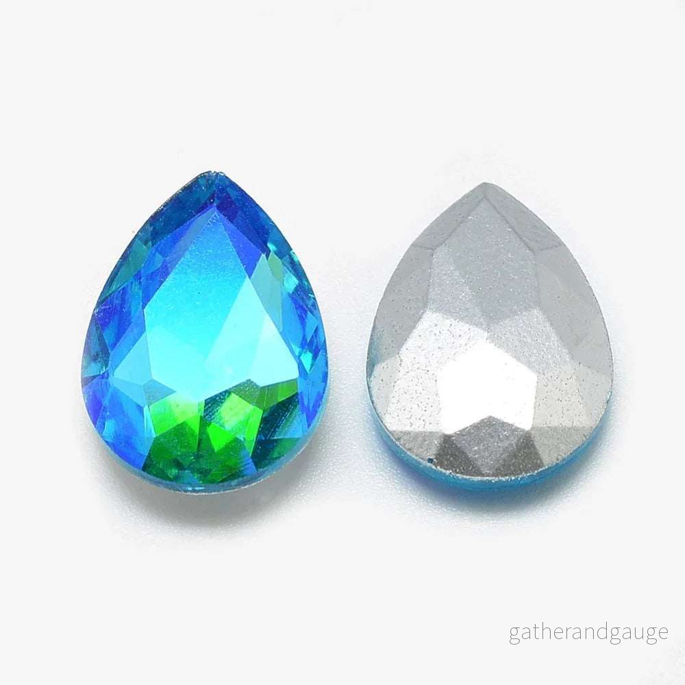 Kinesisk strass – Teardrop Deep Sky Blue Shimmer 18x13mm 1 styck