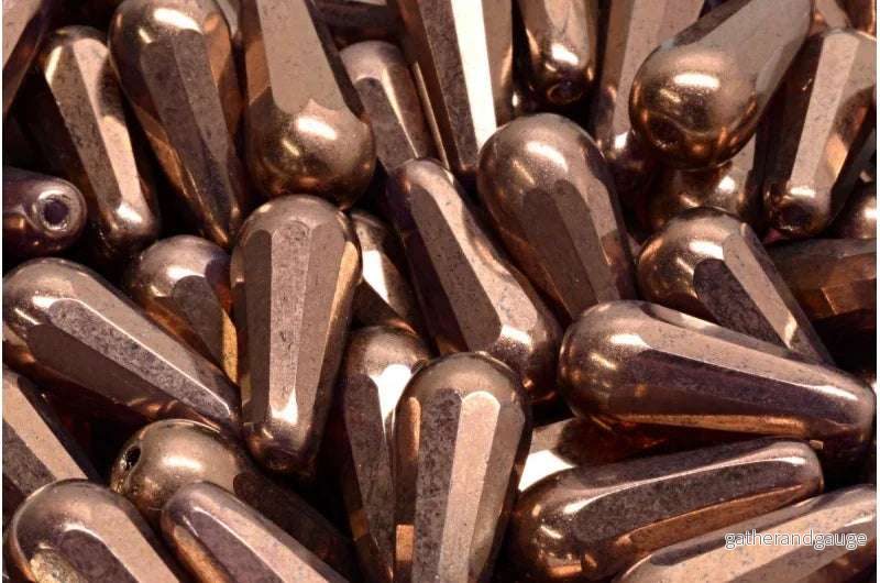 Firepolish Drop Bead - Bronze 20x9mm 1 styck