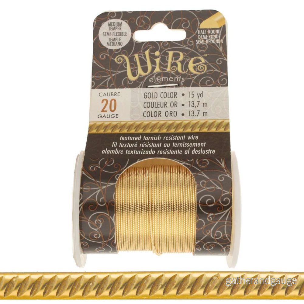 Wire Elements 20 Ga Guldfärgad halvrund Trail Non Tarnish, 1 rulle