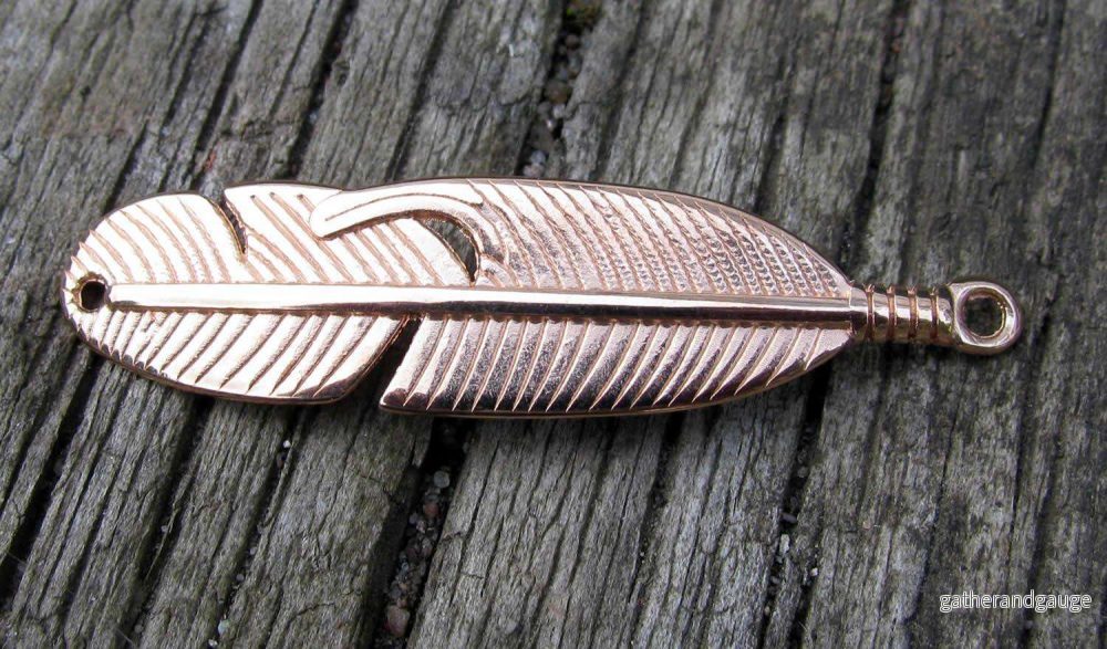 Connector Roséguld färgad - Fjäder 41x11mm 1 styck