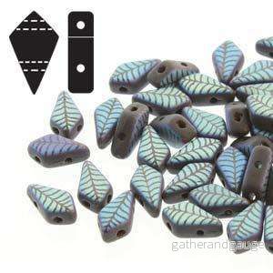 Kite Bead - Jet Laser Leaf Matt 9x5mm 5 gram