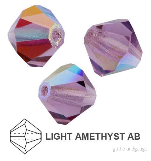 Tjeckiska MC Bicone - Light Amethyst AB 6 mm, 18- pack - Bild 2