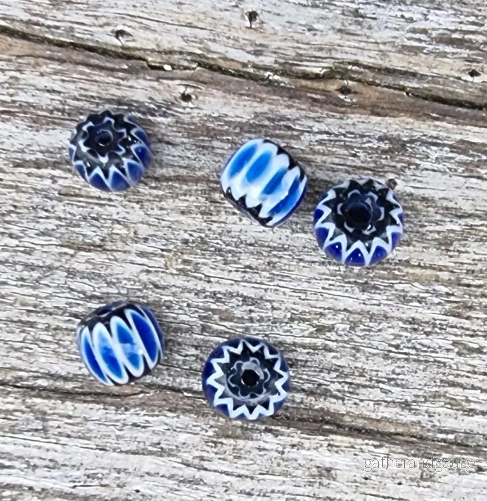 Glaspärlor Murano - Blå tub 6mm, 5-pack