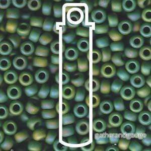 Miyuki Seed Beads - Matte Opak Green AB 5/0 E-Beads, 20 Gram