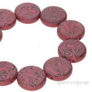 Coin 2-hole – Jet Red Laser Contour 14mm 1 sträng Coin 2-hole – Jet Red Laser Contour 14mm 1 sträng
