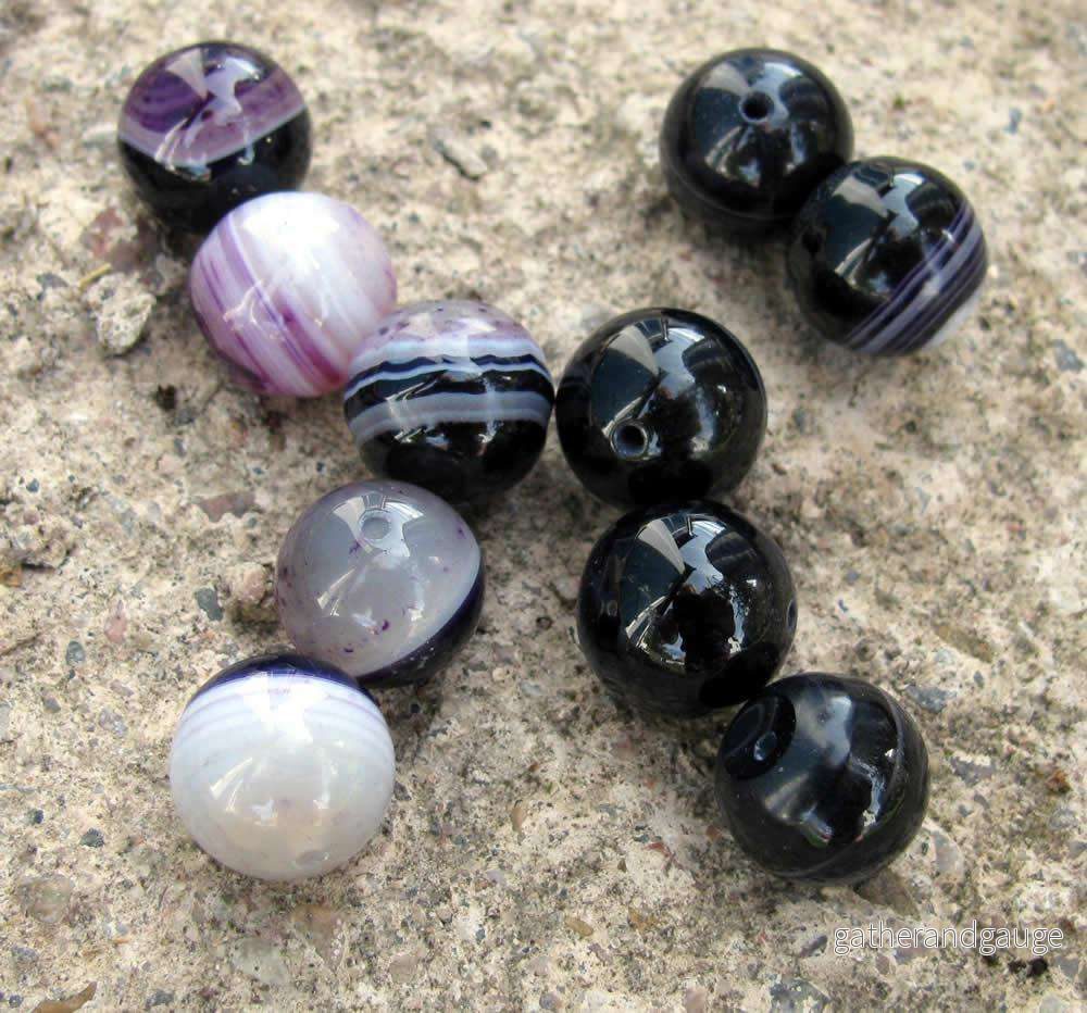 Striped Agat – Lila 12mm, 1 Sträng