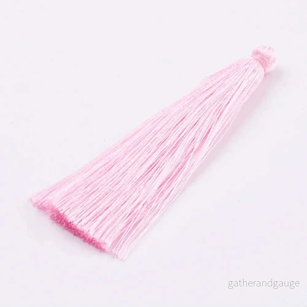 Hänge tassel polyester - Ljusrosa 65mm 1 styck