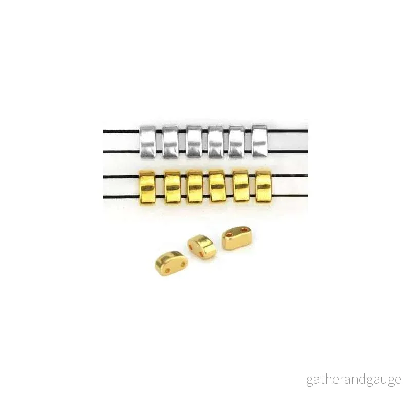 Mellandel Guldfärgad - Duo Round Brick 3x6mm 2-pack - Bild 3