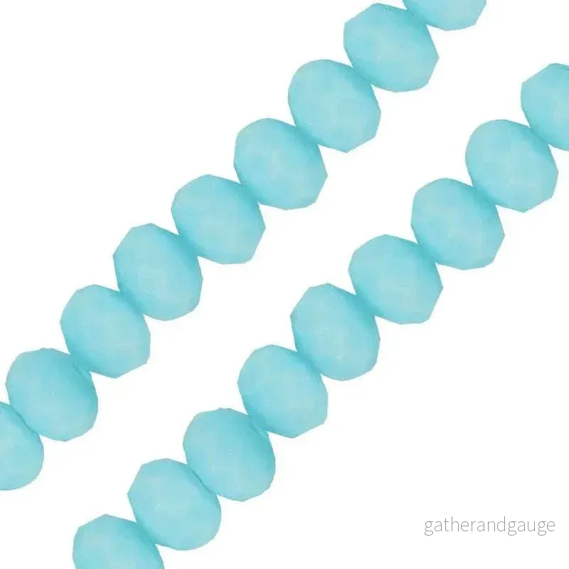 Facetterade glaspärlor - Matte ljusblå, 3x2.5mm, 1 sträng