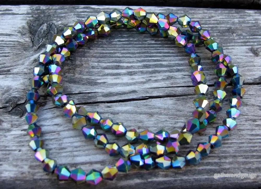 Glaspärlor Bicone – Elektropläterad Olja 4 mm 1 Sträng Glaspärlor Bicone – Elektropläterad Olja 4 mm 1 Sträng