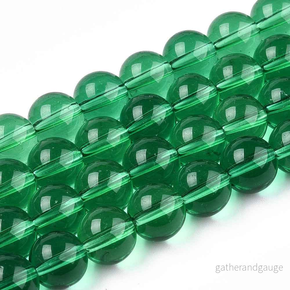 Glaspärlor Rund - Transparent Grön 8mm 1 sträng - Bild 3