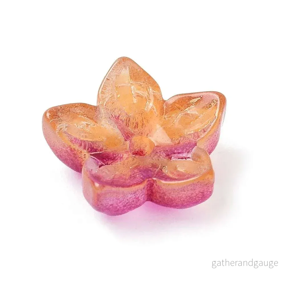 Glaspärlor Blomma - Rosa/Orange 12mm 1 styck