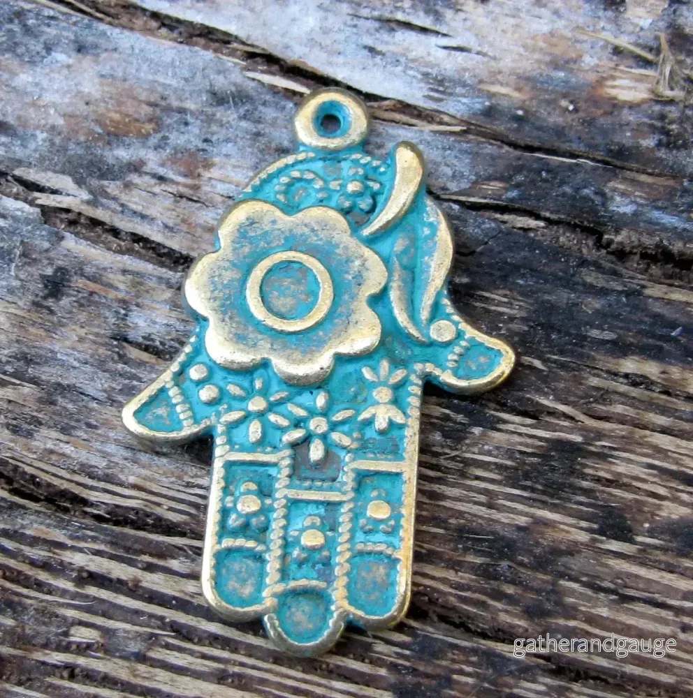 Berlock Bronsfärgad - Antik Hamsa, 1 Styck