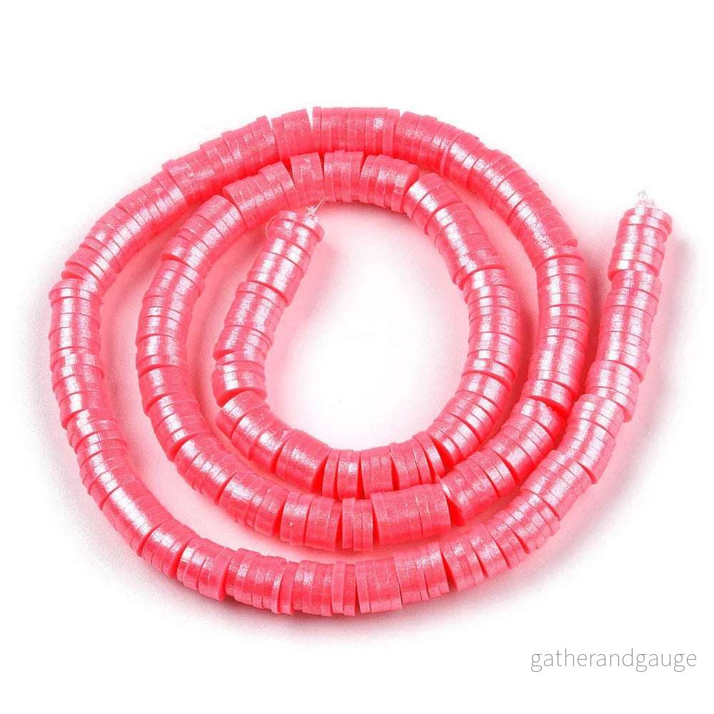 Heishi Pärlor – Rosa Shimmer 6mm 1 Sträng
