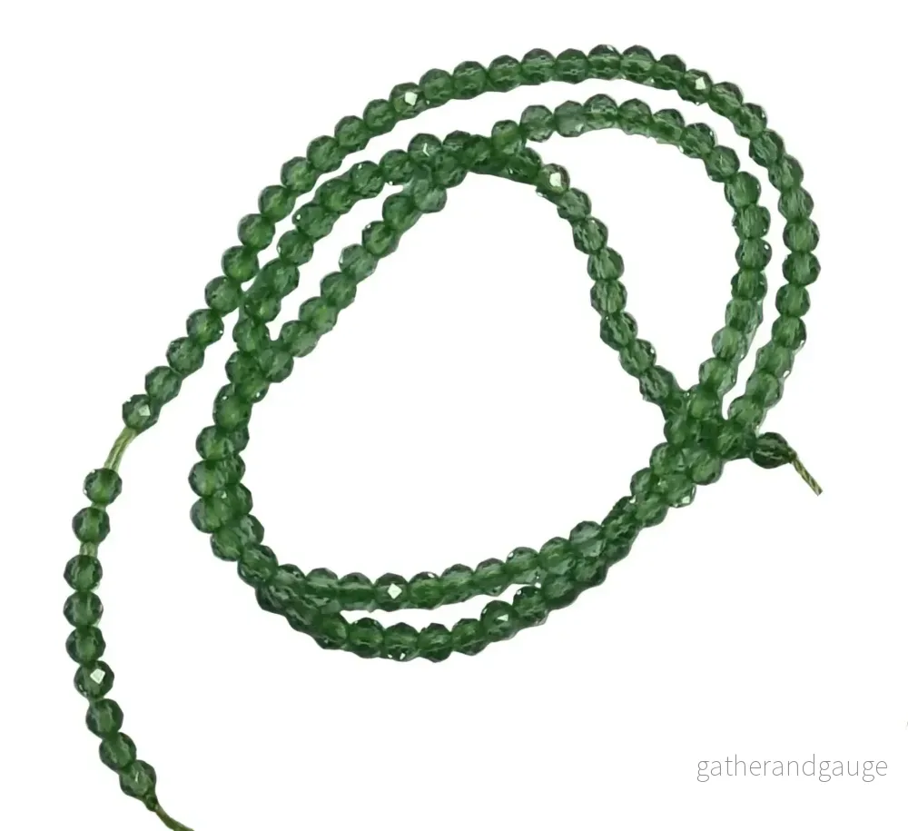Glaspärlor Facetterade - Runda Grön 3mm 1 sträng