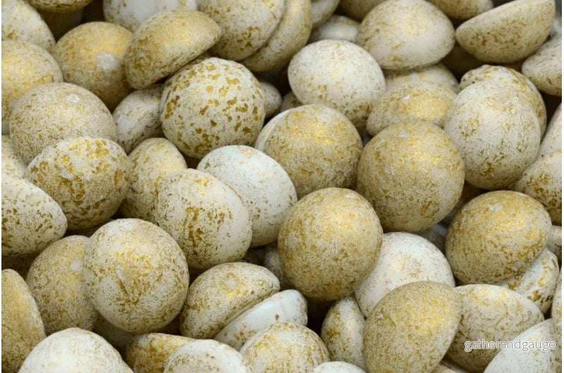 Cabochon - White etchad gold 12mm, 6-pack