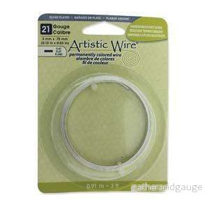 Artistic Wire Flat 21 Ga – Silver pläterad Non tarnish, 1 rulle