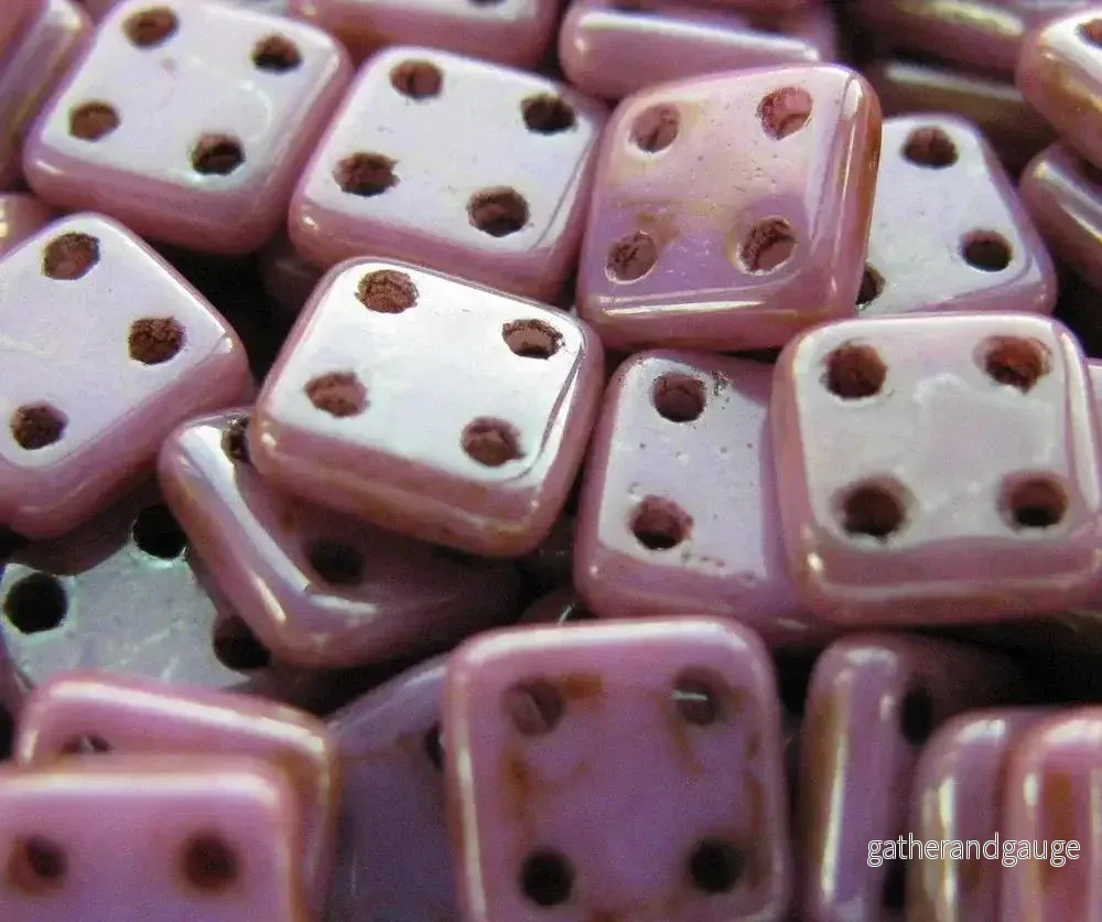 CzechMates QuadraTile - Luster Opaque Rose/Gold 6x6x2mm, 10 gram - Bild 2