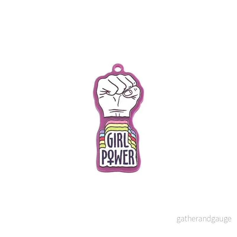 Hänge Plexi/Akryl - Girl Power 22x45mm 1 styck