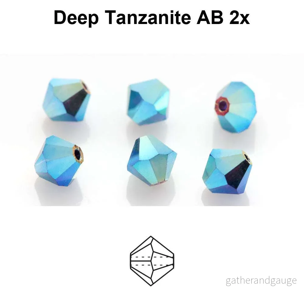 Tjeckiska Bicone – Deep Tanzanite 2x AB, 4 mm, 30-pack Tjeckiska Bicone – Deep Tanzanite 2x AB, 4 mm, 30-pack