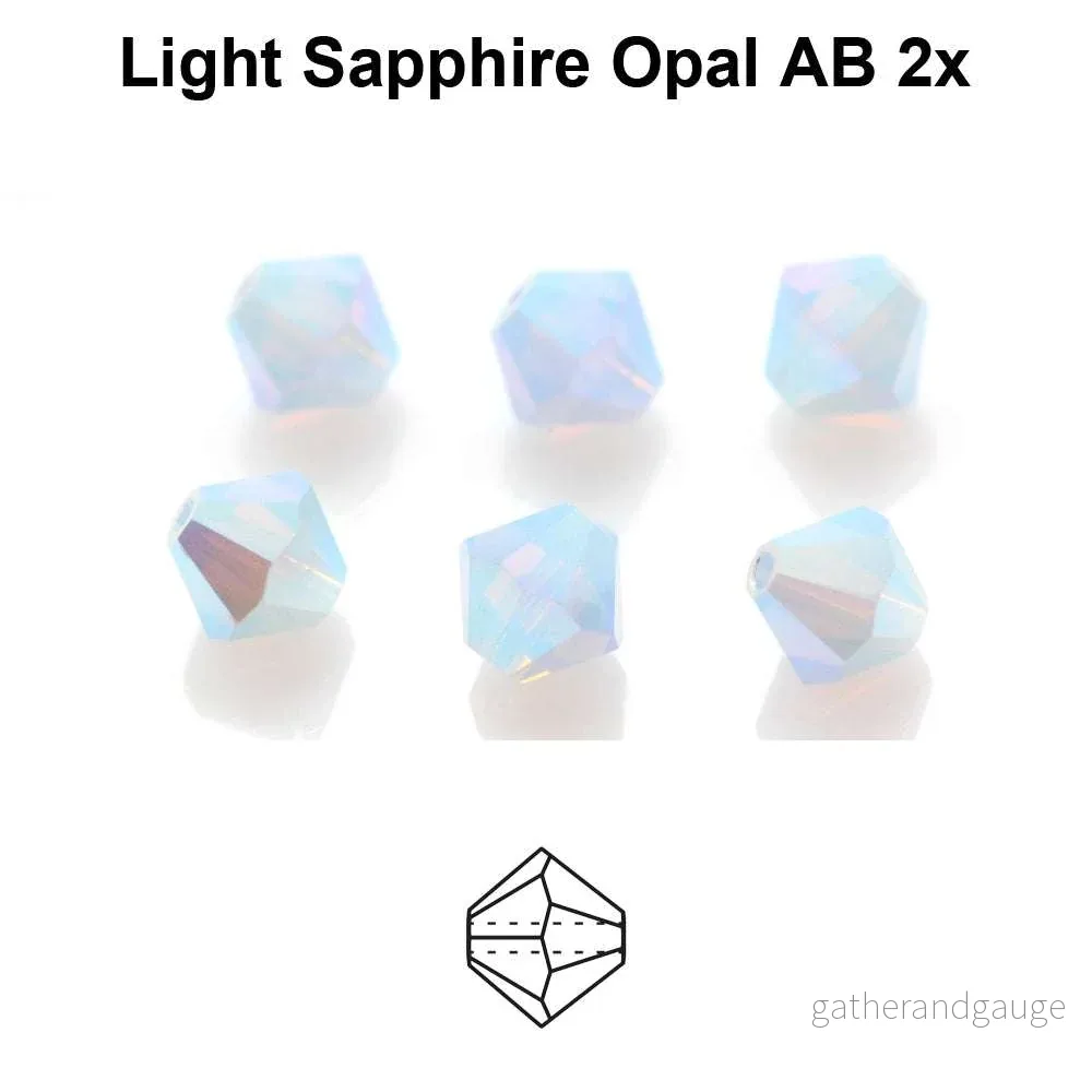 Tjeckiska Bicone - LT Sapphire Opal 4 mm, 30-pack