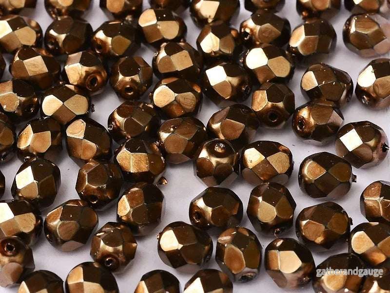 Tjeckiska Firepolish - Heavy Metal Dark Sienna 6mm, 25-pack