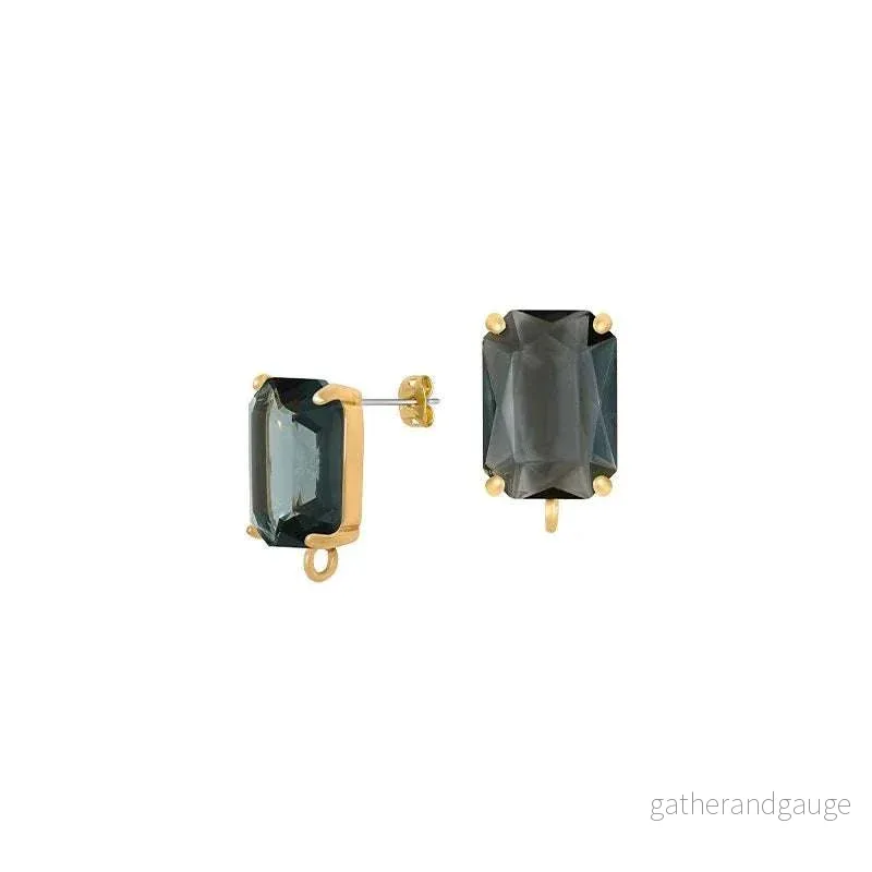 Örstickare Guldfärgad – Rektangel glas sten Black diamond 10x14mm, 2-Pack Örstickare Guldfärgad – Rektangel glas sten Black diamond 10x14mm, 2-Pack
