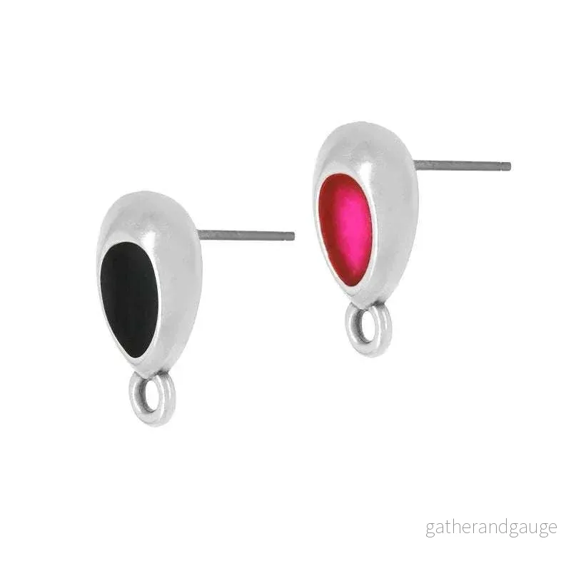 Örstickare Silverpläterad - Droppe med svart mitt, 2-pack - Bild 2